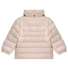 Younger Girls Pink Logo Puffer Jacket, 1, hi-res
